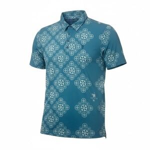 William Murray Golf Men's Polo Shirt Reel Pattern Teal Short Sleeve Size XL